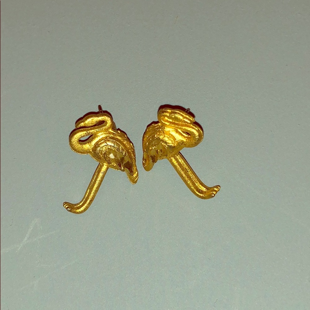 Gold flamingo earrings studs